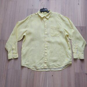 Tommy Bahama Men’s Yellow Long Sleeve Button Up Linen Shirt XL